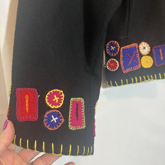 Breeches Women’s Wool Blend Vintage Jackets Médium Size Black Embroidery - Picture 7 of 10